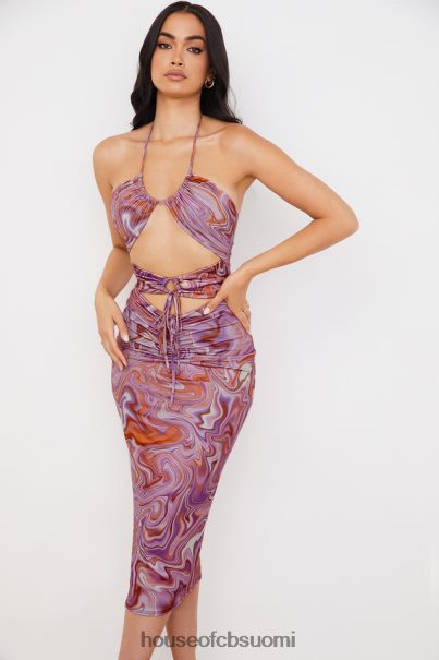 House of CB kasia purple swirl cutout midi mekko Z000Z570 vaatetus