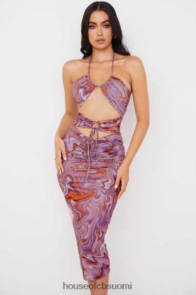 House of CB kasia purple swirl cutout midi mekko Z000Z570 vaatetus