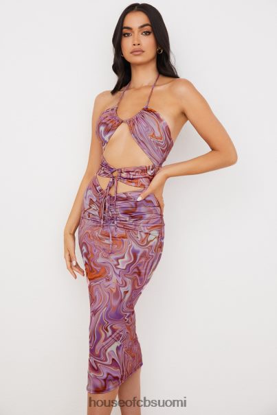 House of CB kasia purple swirl cutout midi mekko Z000Z570 vaatetus