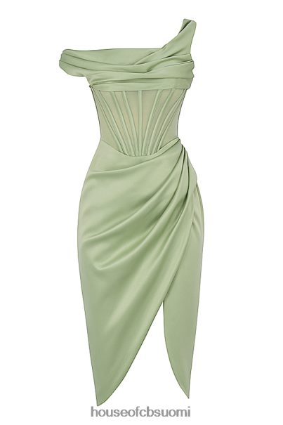 House of CB lulu pistaasipähkinä epäsymmetrinen drape midi korsetti mekko Z000Z559 vaatetus