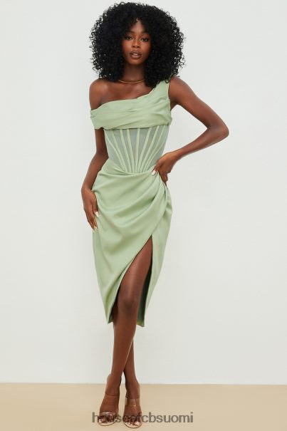 House of CB lulu pistaasipähkinä epäsymmetrinen drape midi korsetti mekko Z000Z559 vaatetus