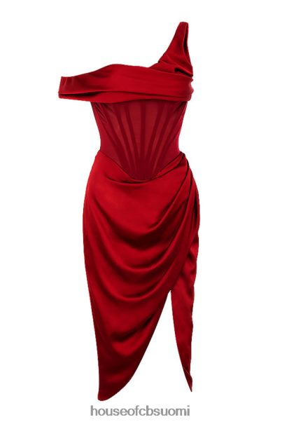 House of CB lulu punainen epäsymmetrinen drape midi korsetti mekko Z000Z587 vaatetus