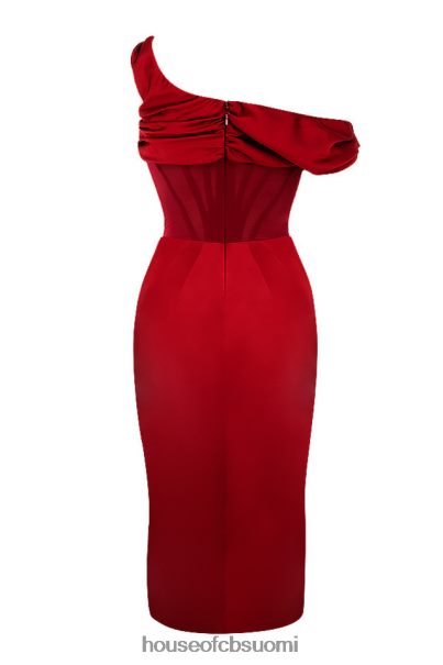 House of CB lulu punainen epäsymmetrinen drape midi korsetti mekko Z000Z587 vaatetus