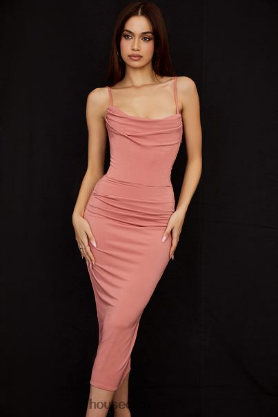 House of CB marciella ruusu draped korsetti midi mekko Z000Z508 vaatetus
