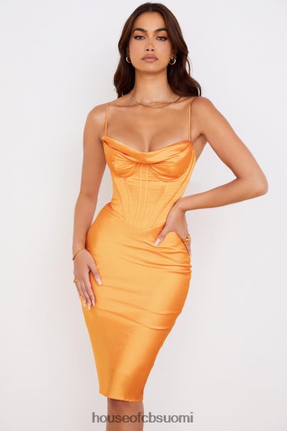House of CB myrna tangerine satiini korsetti midi mekko Z000Z537 vaatetus