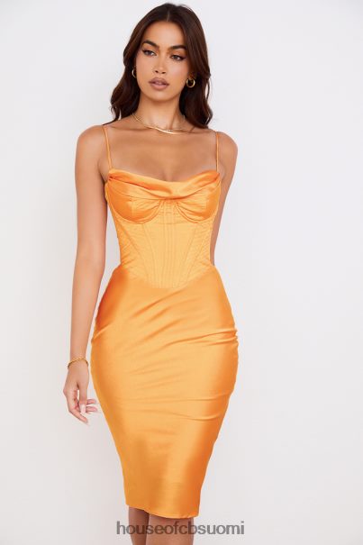 House of CB myrna tangerine satiini korsetti midi mekko Z000Z537 vaatetus