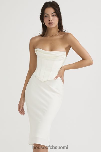 House of CB sienna ivory satiininen olkaimeton korsetti midi-mekko Z000Z471 vaatetus