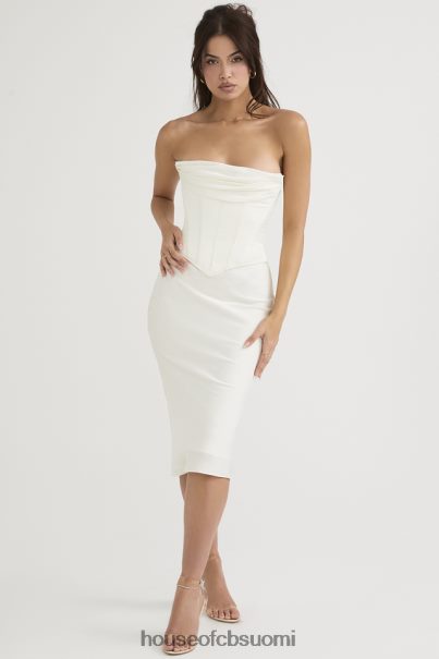 House of CB sienna ivory satiininen olkaimeton korsetti midi-mekko Z000Z471 vaatetus