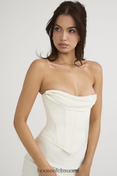 House of CB sienna ivory satiininen olkaimeton korsetti midi-mekko Z000Z471 vaatetus