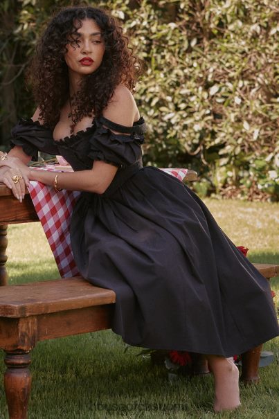 House of CB silvana musta puff sleeve midi sundress Z000Z225 vaatetus