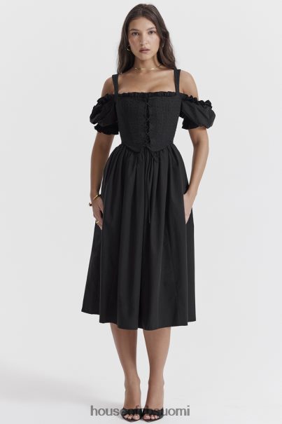 House of CB silvana musta puff sleeve midi sundress Z000Z225 vaatetus