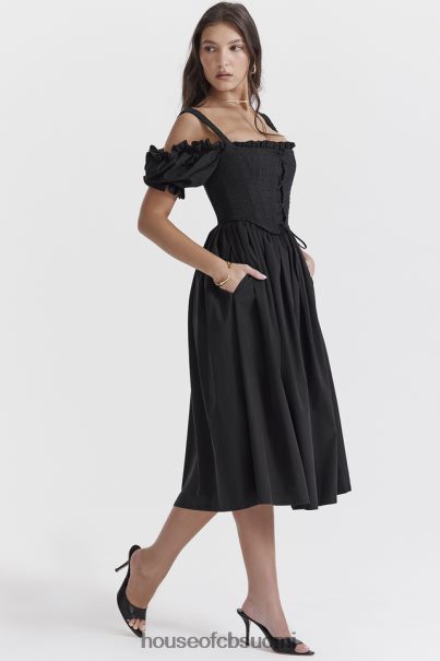 House of CB silvana musta puff sleeve midi sundress Z000Z225 vaatetus