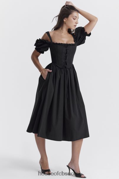 House of CB silvana musta puff sleeve midi sundress Z000Z225 vaatetus