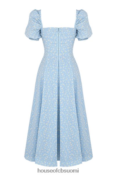 House of CB tallulah blue ivory kukka puhvihihainen midi-mekko Z000Z550 vaatetus