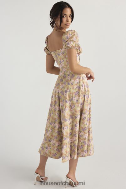 House of CB tallulah peony print puff sleeve midi sundress Z000Z428 vaatetus