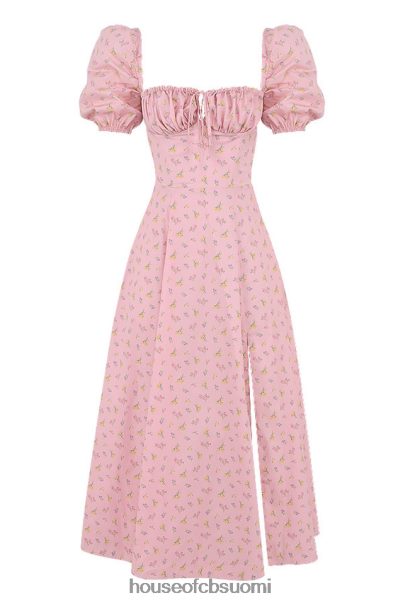 House of CB tallulah pinkki kukkainen puhvihihainen midi-mekko Z000Z566 vaatetus