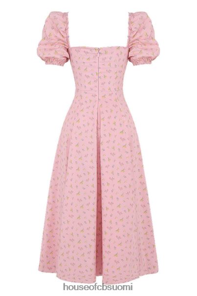 House of CB tallulah pinkki kukkainen puhvihihainen midi-mekko Z000Z566 vaatetus