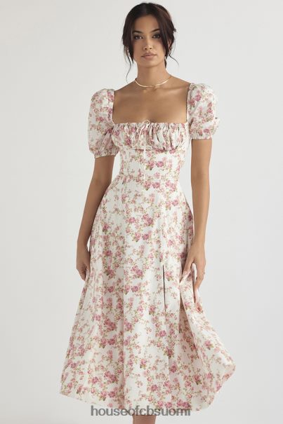 House of CB tallulah rose print puff sleeve midi sundress Z000Z427 vaatetus