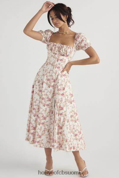 House of CB tallulah rose print puff sleeve midi sundress Z000Z427 vaatetus