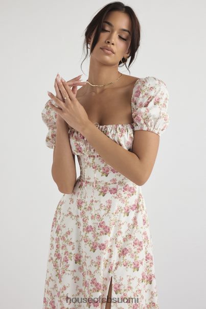 House of CB tallulah rose print puff sleeve midi sundress Z000Z427 vaatetus