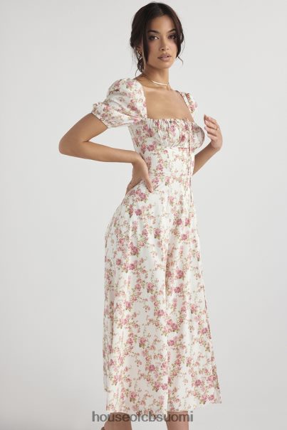 House of CB tallulah rose print puff sleeve midi sundress Z000Z427 vaatetus