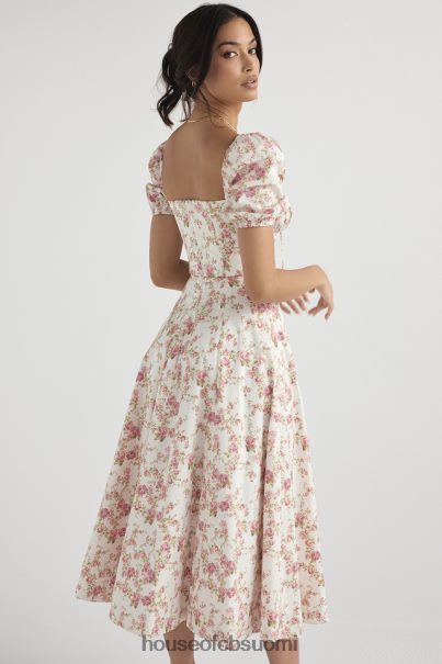 House of CB tallulah rose print puff sleeve midi sundress Z000Z427 vaatetus