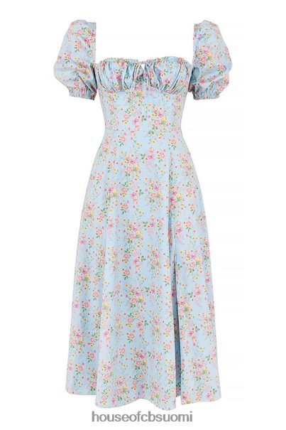 House of CB tallulah sininen vintage kukkainen puffihihainen midi-mekko Z000Z572 vaatetus