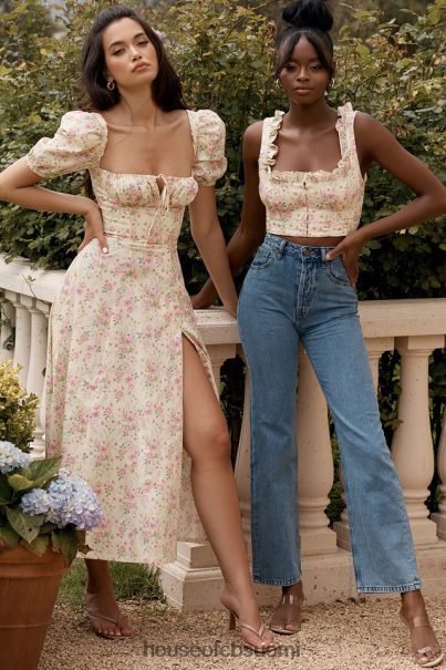 House of CB tallulah sitruuna kukka puff sleeve midi sundress Z000Z617 vaatetus