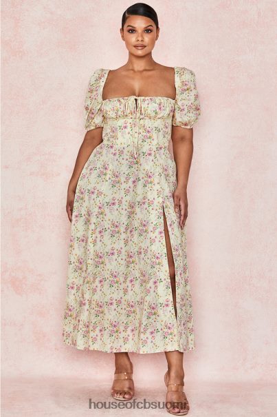 House of CB tallulah sitruuna kukka puff sleeve midi sundress Z000Z617 vaatetus