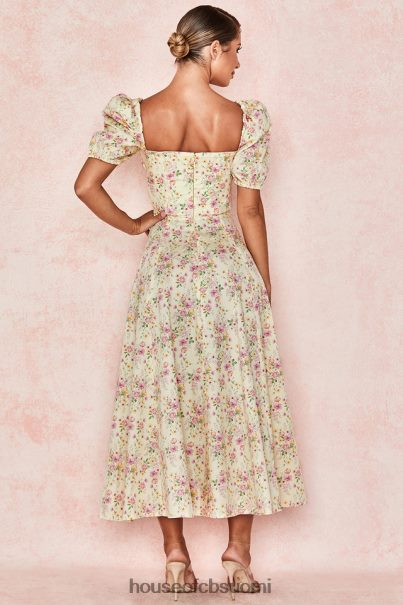 House of CB tallulah sitruuna kukka puff sleeve midi sundress Z000Z617 vaatetus