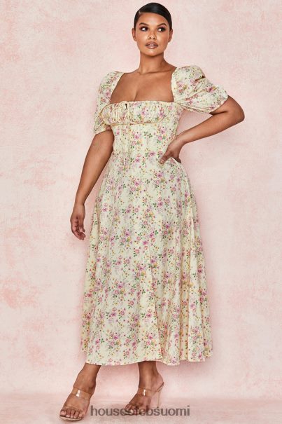 House of CB tallulah sitruuna kukka puff sleeve midi sundress Z000Z617 vaatetus