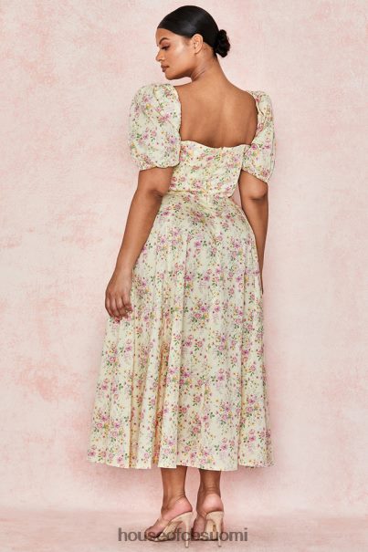 House of CB tallulah sitruuna kukka puff sleeve midi sundress Z000Z617 vaatetus