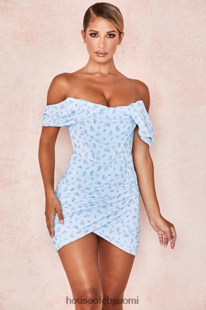 House of CB Luna sininen kukkainen draped korsetti minimekko Z000Z609 vaatetus