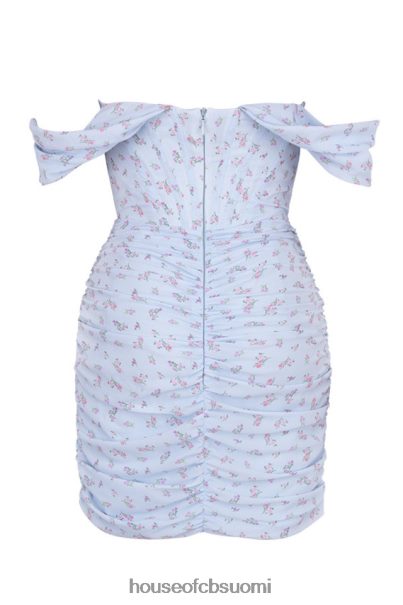 House of CB Luna sininen kukkainen draped korsetti minimekko Z000Z609 vaatetus