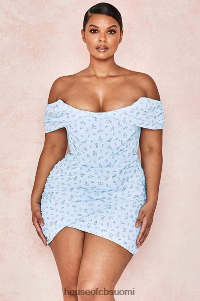 House of CB Luna sininen kukkainen draped korsetti minimekko Z000Z609 vaatetus