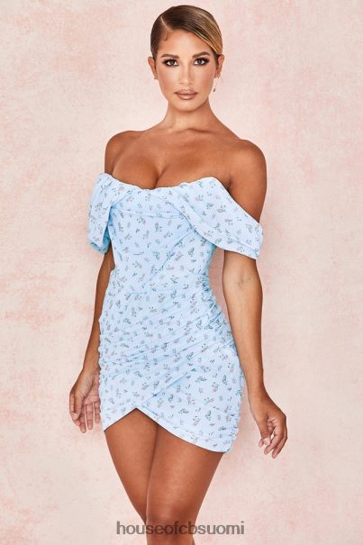 House of CB Luna sininen kukkainen draped korsetti minimekko Z000Z609 vaatetus