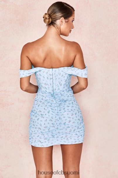 House of CB Luna sininen kukkainen draped korsetti minimekko Z000Z609 vaatetus