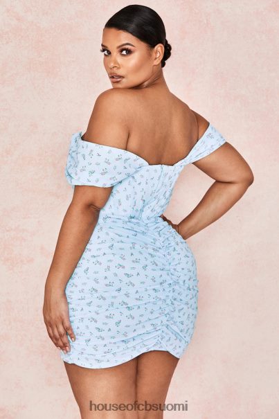 House of CB Luna sininen kukkainen draped korsetti minimekko Z000Z609 vaatetus