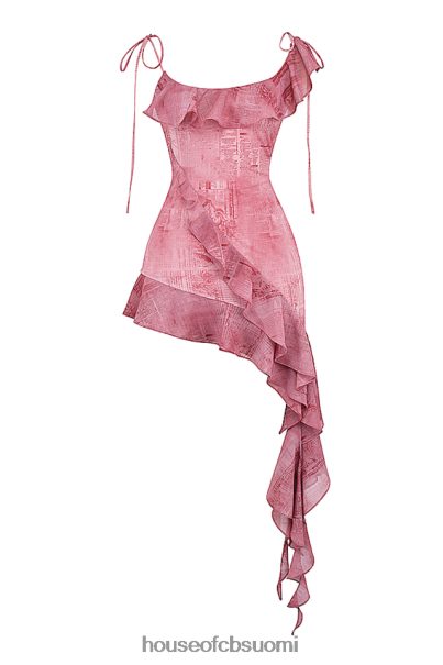 House of CB Lyrah pink print röyhelöinen minimekko Z000Z140 vaatetus