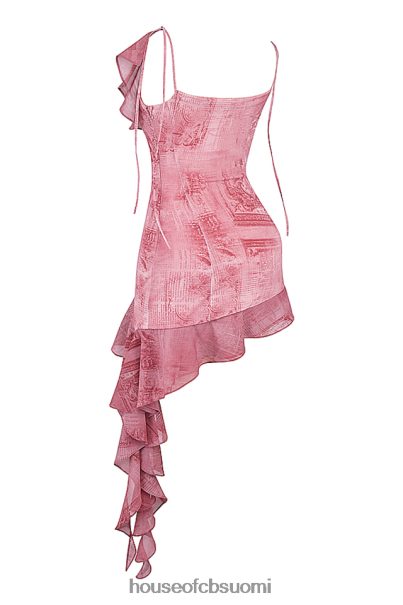 House of CB Lyrah pink print röyhelöinen minimekko Z000Z140 vaatetus