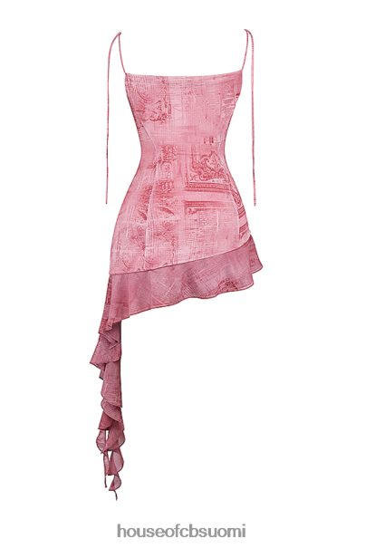House of CB Lyrah pink print röyhelöinen minimekko Z000Z140 vaatetus