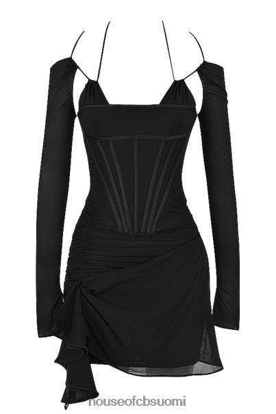 House of CB gianna musta aito silkki korsetti minimekko Z000Z501 vaatetus