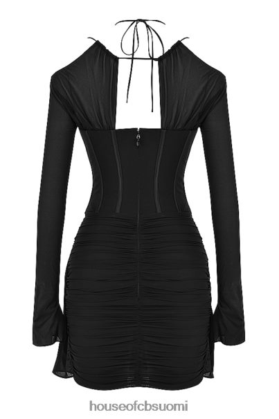 House of CB gianna musta aito silkki korsetti minimekko Z000Z501 vaatetus