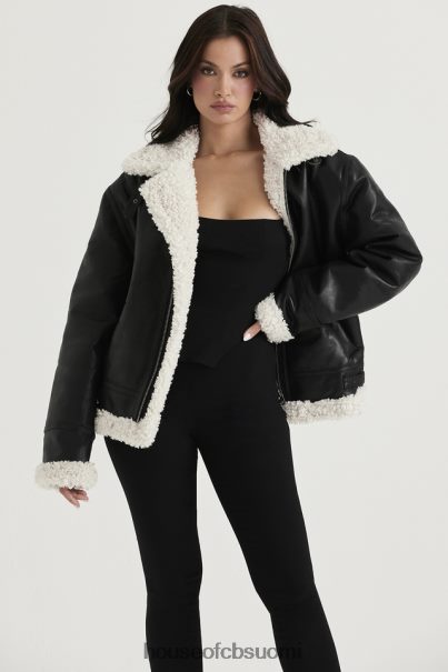 House of CB hullu musta vegaani shearling lentäjätakki Z000Z1041 vaatetus