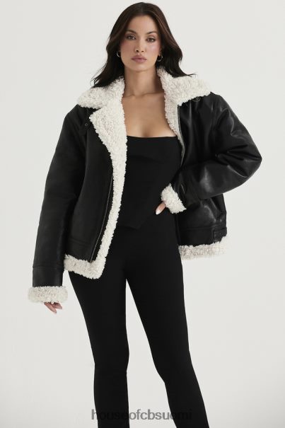 House of CB hullu musta vegaani shearling lentäjätakki Z000Z1041 vaatetus