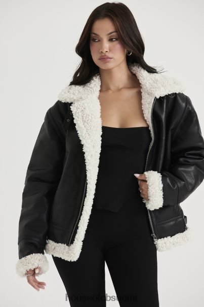 House of CB hullu musta vegaani shearling lentäjätakki Z000Z1041 vaatetus