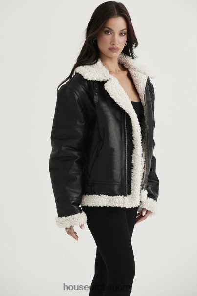 House of CB hullu musta vegaani shearling lentäjätakki Z000Z1041 vaatetus