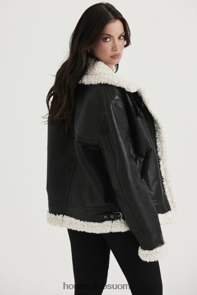House of CB hullu musta vegaani shearling lentäjätakki Z000Z1041 vaatetus