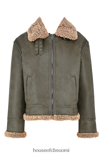 House of CB hullun armeijan vihreä vegaani shearling lentäjätakki Z000Z1038 vaatetus