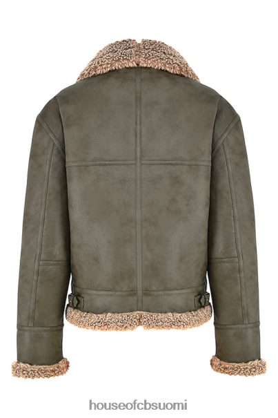 House of CB hullun armeijan vihreä vegaani shearling lentäjätakki Z000Z1038 vaatetus